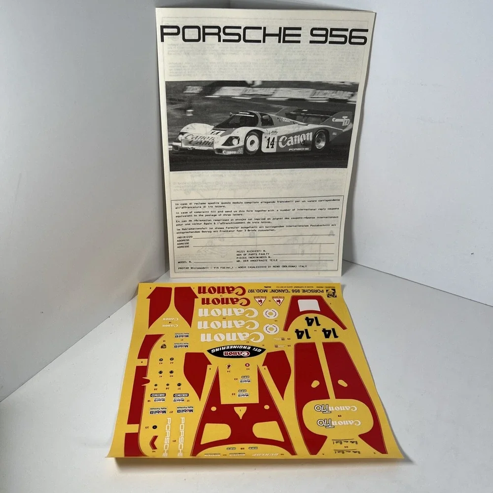 Protar‎ Porsche 956 Canon race car model kits in 1/24 Open Box SEALED PARTS
